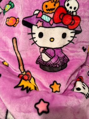 Northwest Hello Kitty sweets and spells Pink Purple Halloween Plush Throw